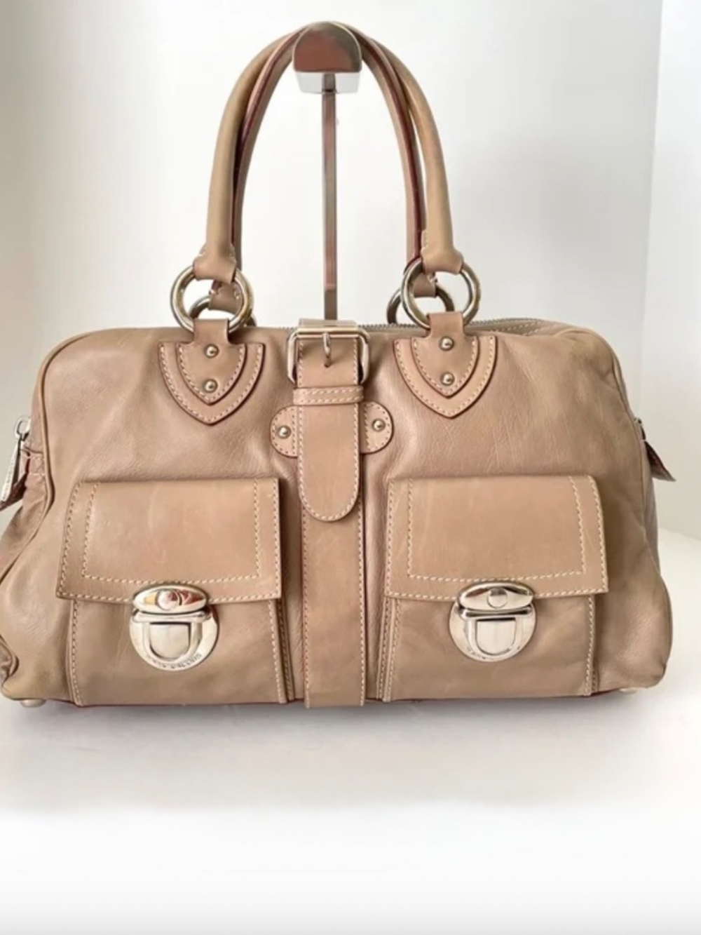Marc Jacobs Venetia Taupe Soft Calfskin/Fuschia Pink Suede Italy